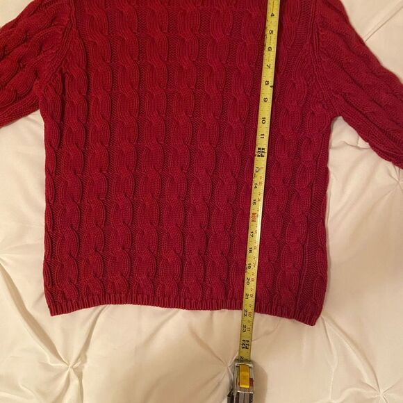 90s Vintage LL Bean Cable Knit Mock Neck Women’s Sweater Size Med 100% Cotton - Picture 6 of 6